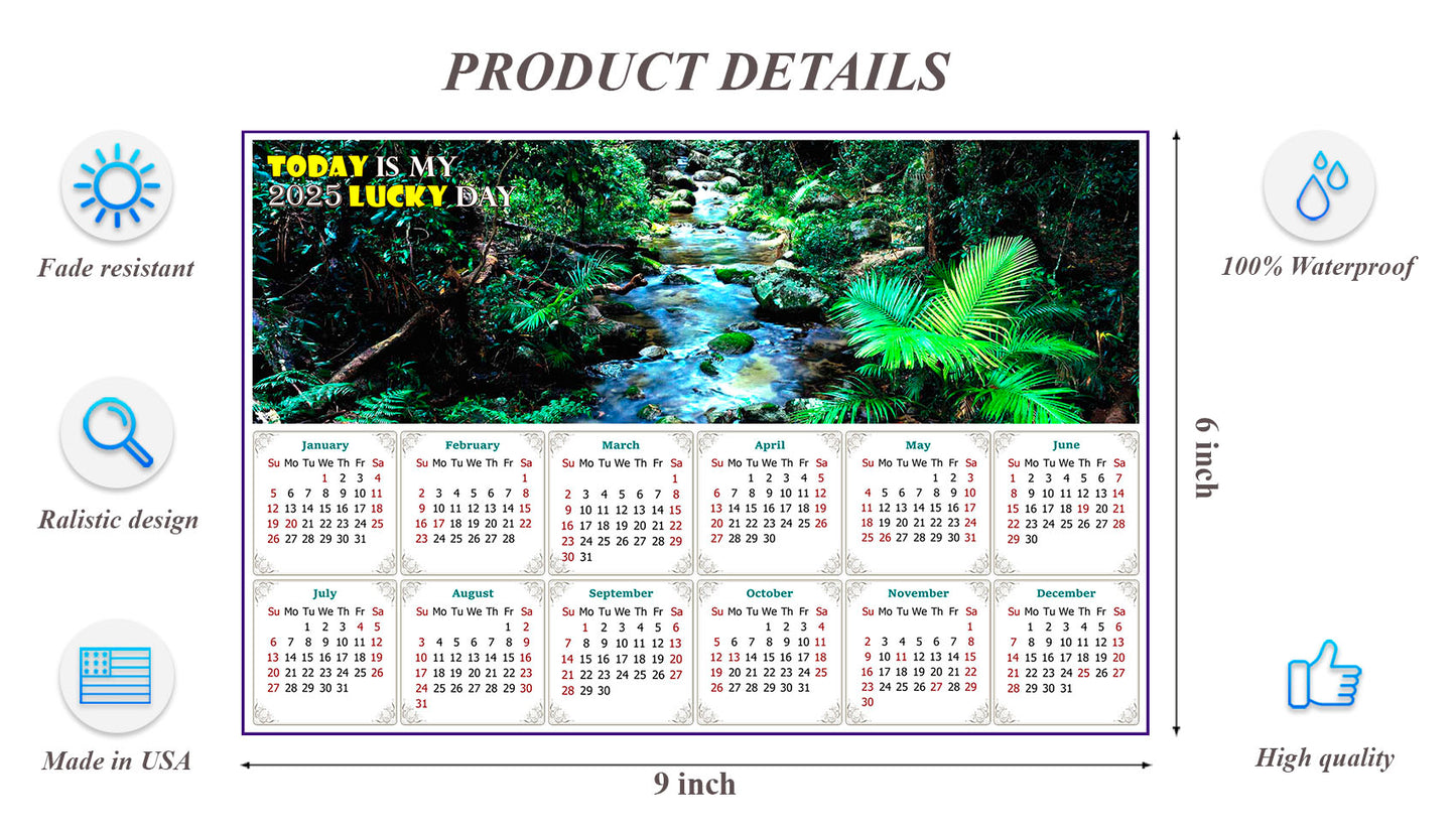 2025 Peel & Stick Calendar - Today is my Lucky Day - Removable - Daintree National Park (9"x 6")