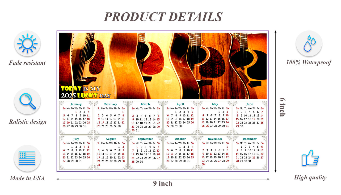 2025 Peel & Stick Calendar - Today is my Lucky Day - Removable, Repositionable - 043 (9"x 6")