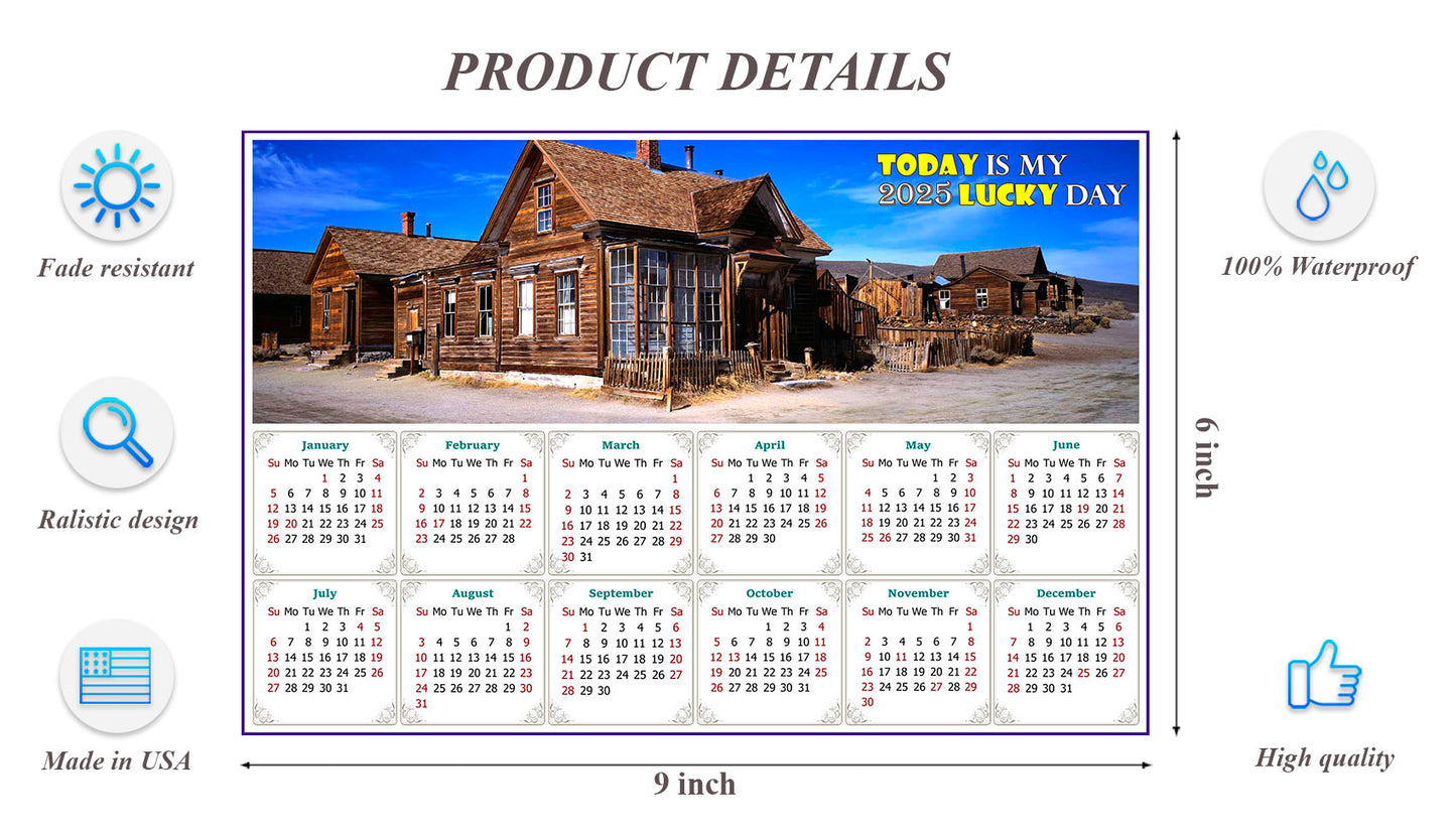 2025 Peel & Stick Calendar - Today is my Lucky Day - Removable - Ghost town (9"x 6")