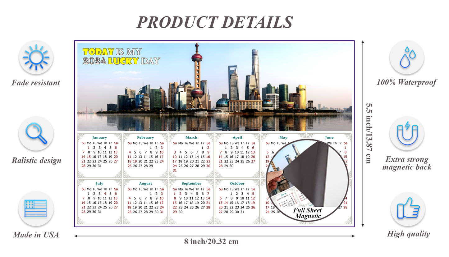 2024 Magnetic Calendar - Calendar Magnets - Today is My Lucky Day - (Shanghai)
