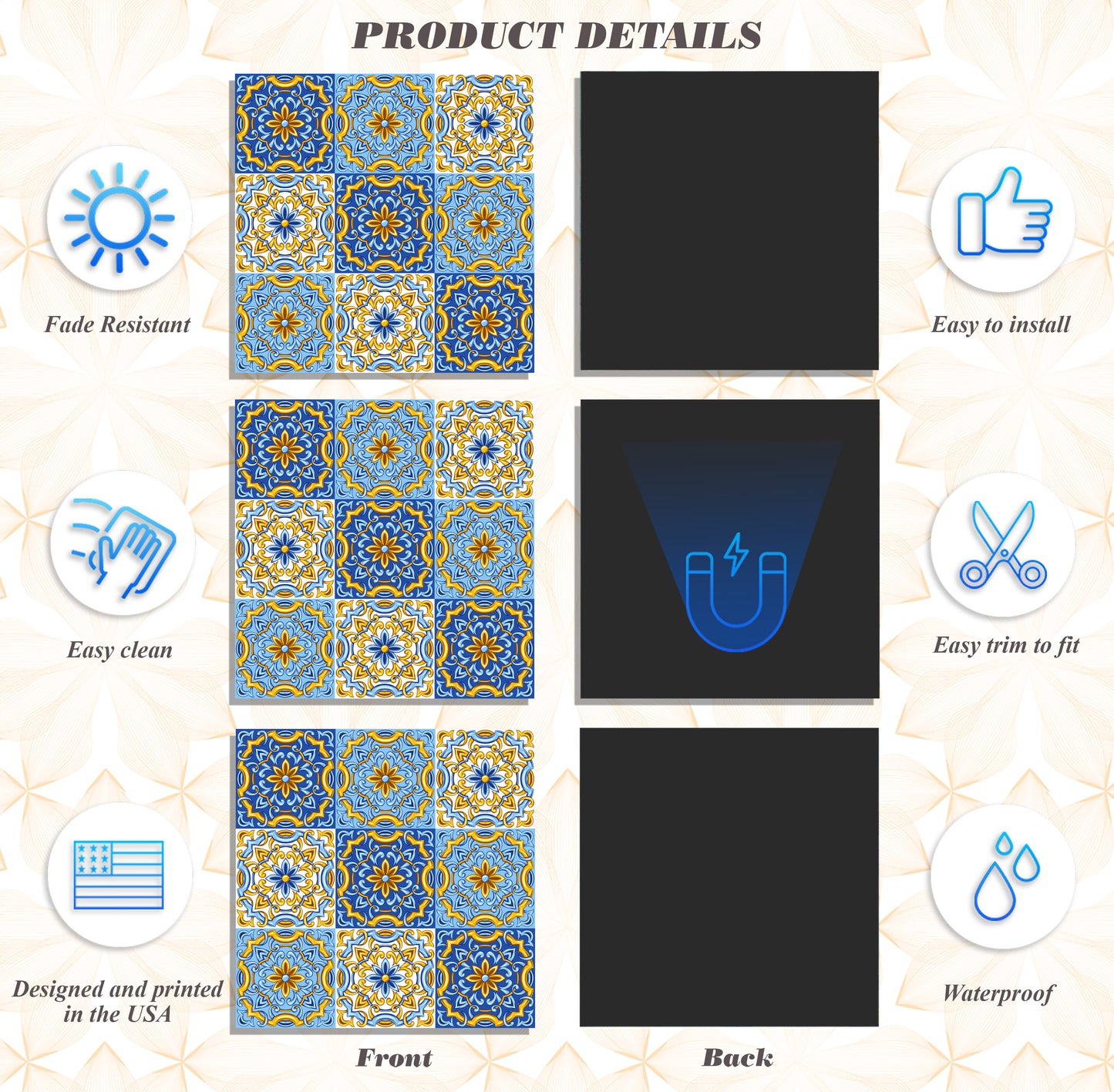 PELICAN INDUSTRIAL Deluxe School Locker Magnetic Wallpaper (Full Sheet Magnetic) - Full Cover Standard Half Lockers Pack of 12 Sheets - (Geometric vr72)