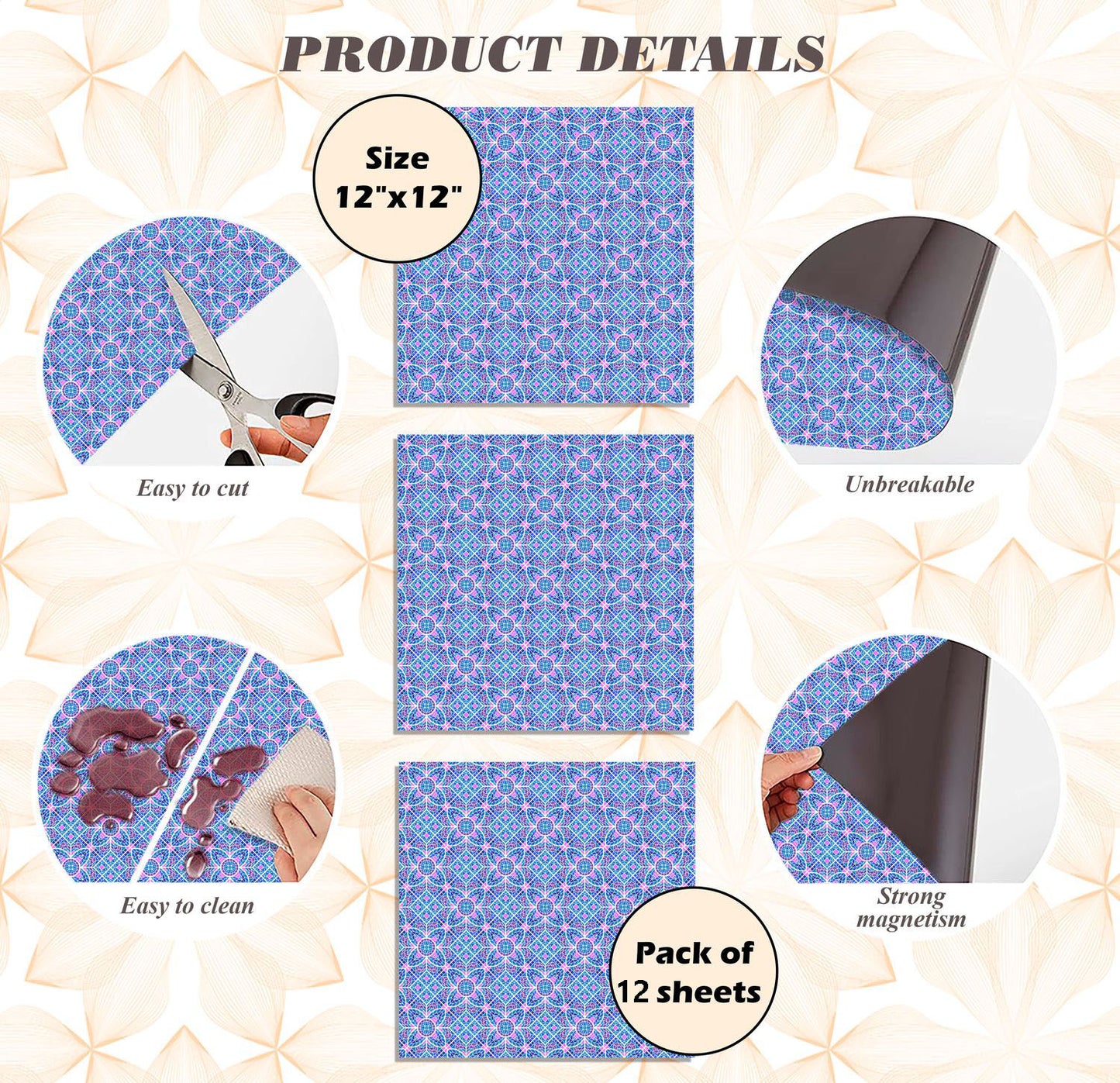 Deluxe School Locker Magnetic Wallpaper (Full sheet Magnetic) - Full Cover Standard Half Lockers - Trimmable, Easy Install, Remove & Reuse - Pack of 12 Sheets - Geometric (vg 026)