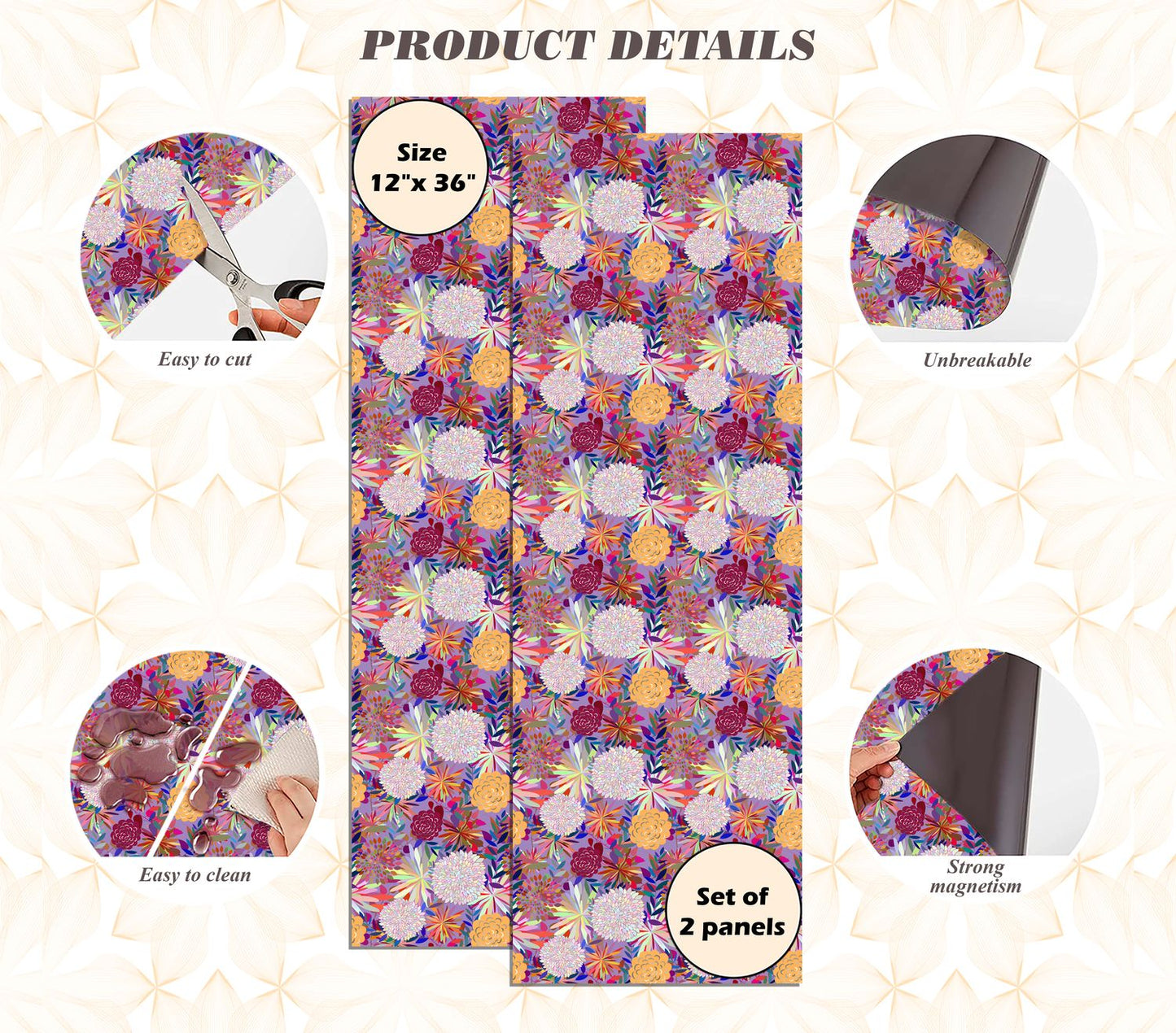 Magnetic Locker Wallpaper - Pack of 2 Rolls - (Flowers) (vg 029)