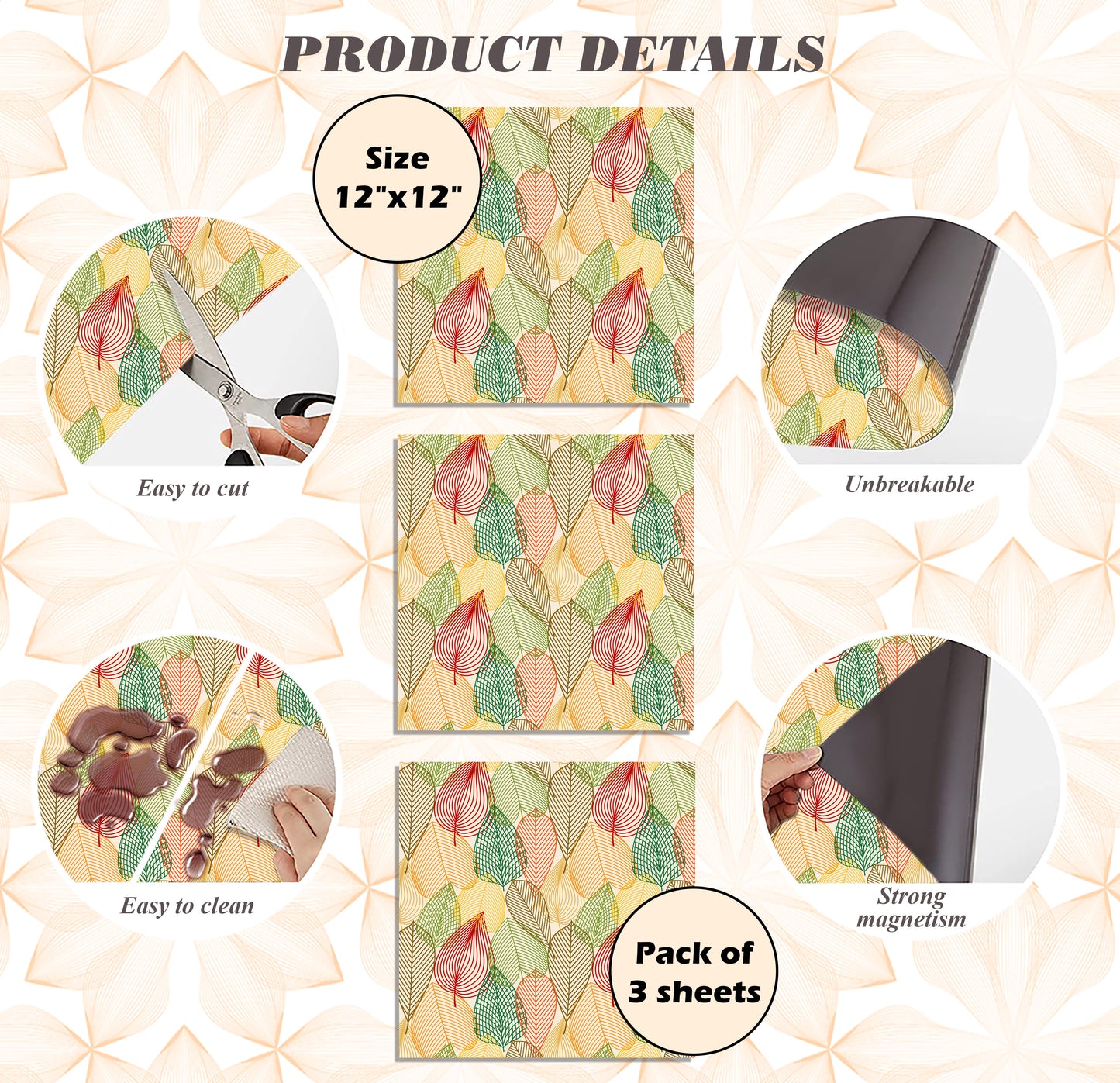 PELICAN INDUSTRIAL Deluxe School Locker Magnetic Wallpaper (Full Sheet Magnetic) - Full Cover Standard Half Lockers Pack of 12 Sheets - (Leaves vr38)