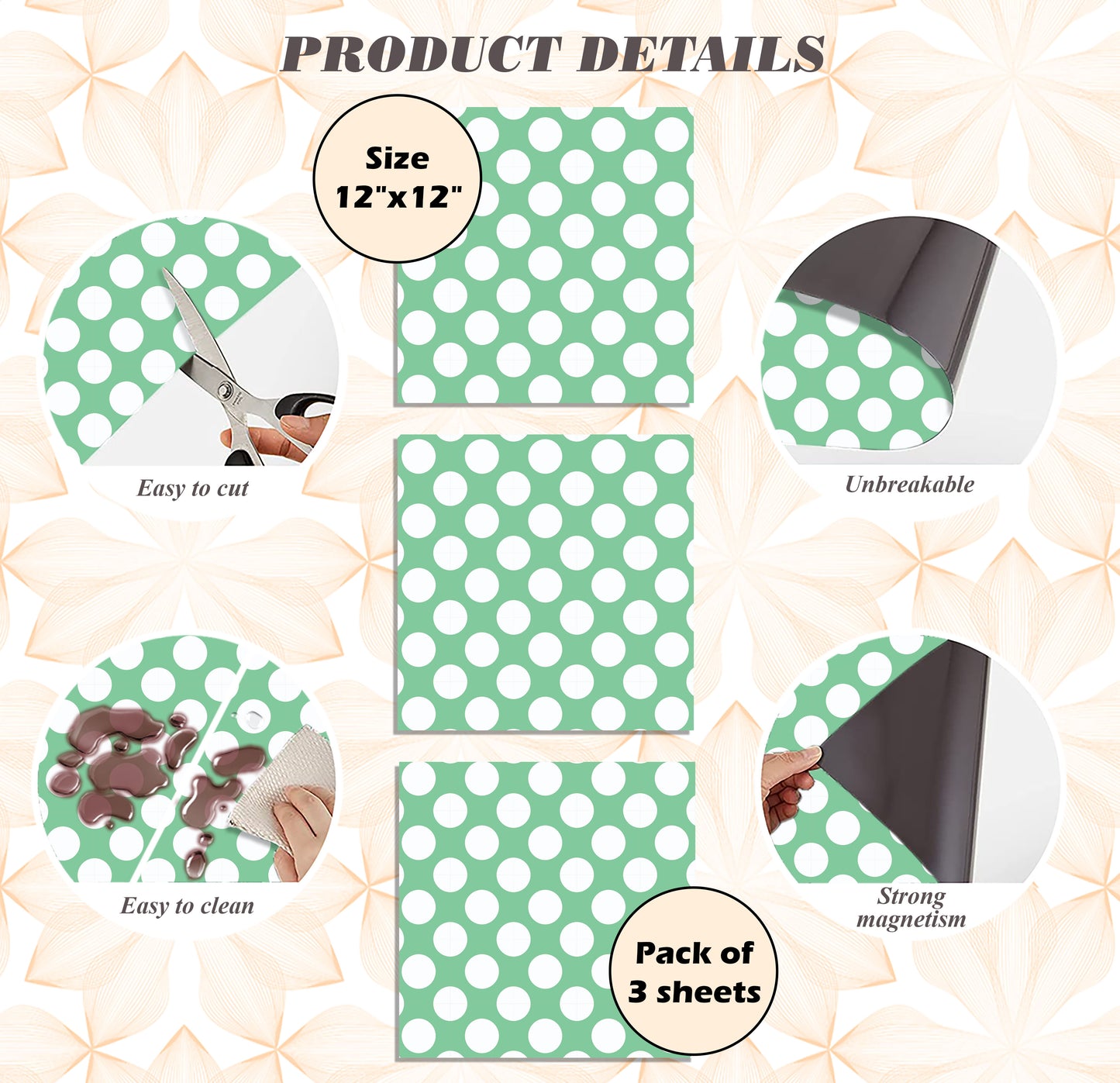 Magnetic Locker Wallpaper - Pack of 3 Sheets - Polka Dot (vg 002)