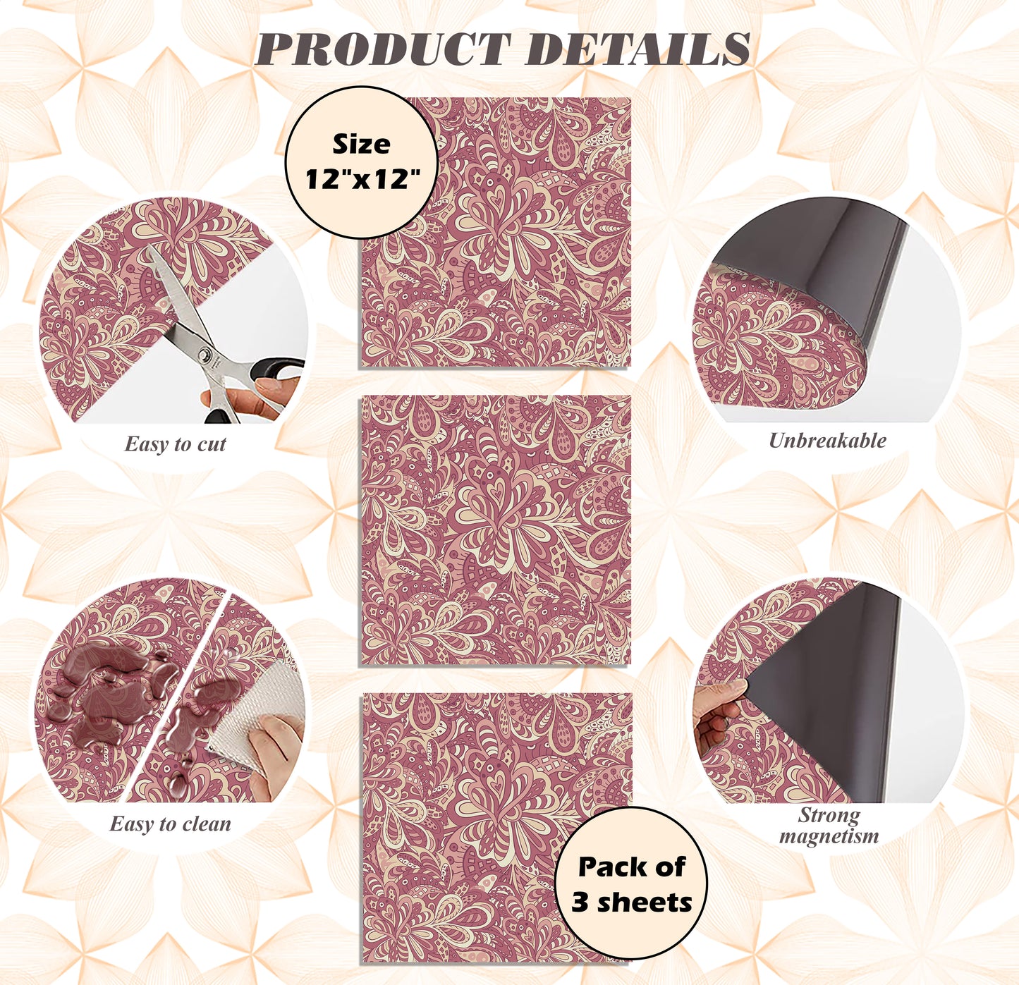 PELICAN INDUSTRIAL Deluxe School Locker Magnetic Wallpaper (Full Sheet Magnetic) - Full Cover Standard Half Lockers Pack of 12 Sheets - (Floral vr29)