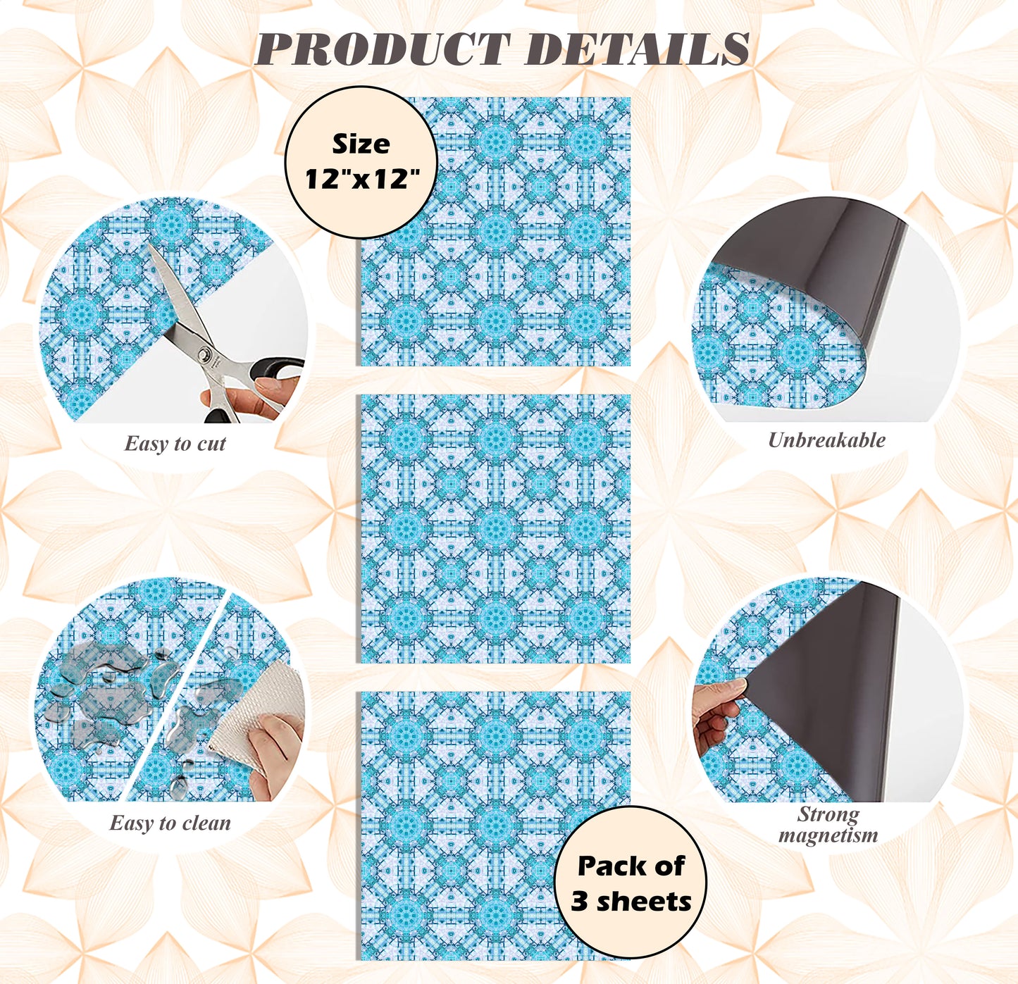Deluxe School Locker Magnetic Wallpaper (Full sheet Magnetic) - Full Cover Standard Half Lockers - Trimmable, Easy Install, Remove & Reuse - Pack of 12 Sheets - (Geometric Blue vr68)