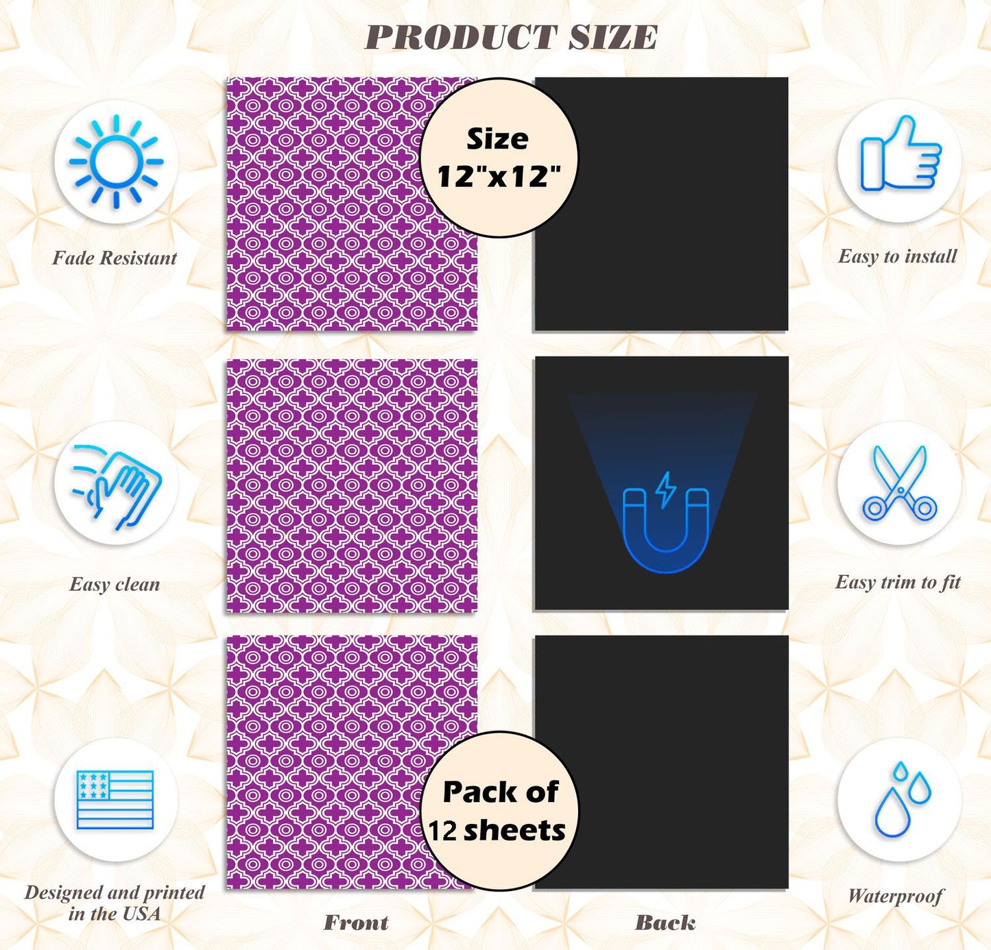 School Locker Magnetic Wallpaper - Pack of 12 Sheets - Geometric (vg 014)