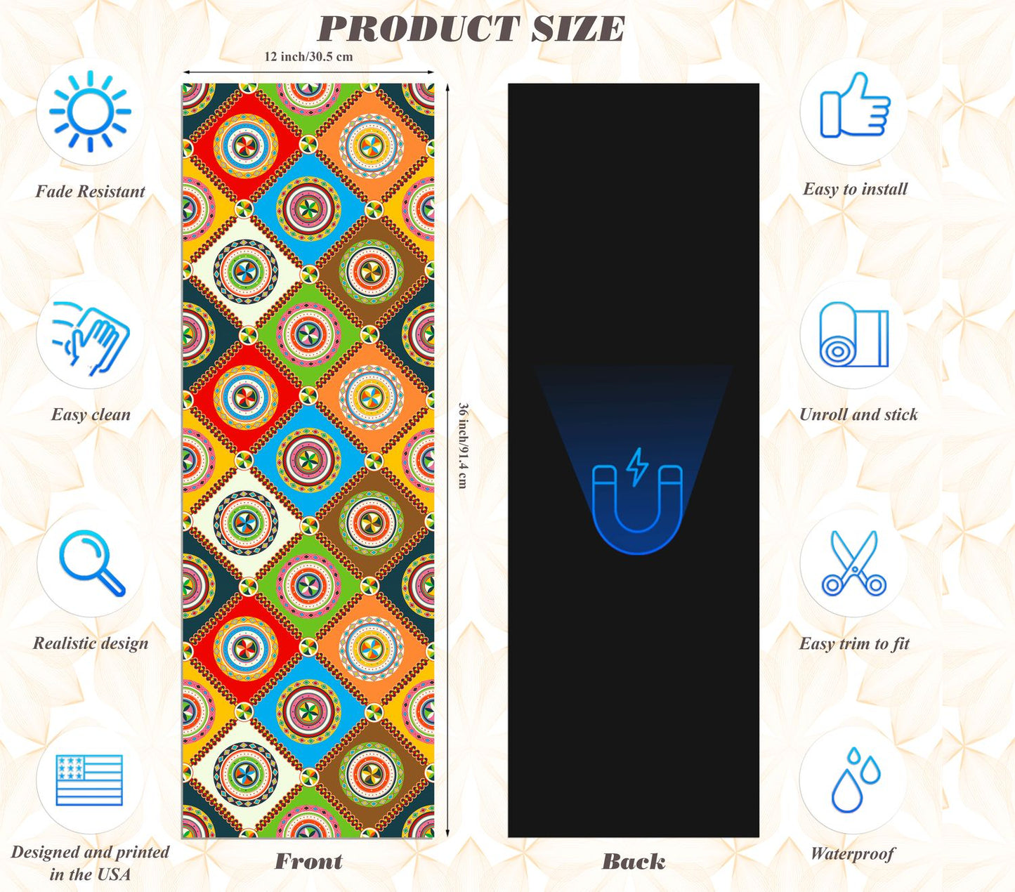 Magnetic Locker Wallpaper - Pack of 2 Rolls - (Geometric) (vg 019)