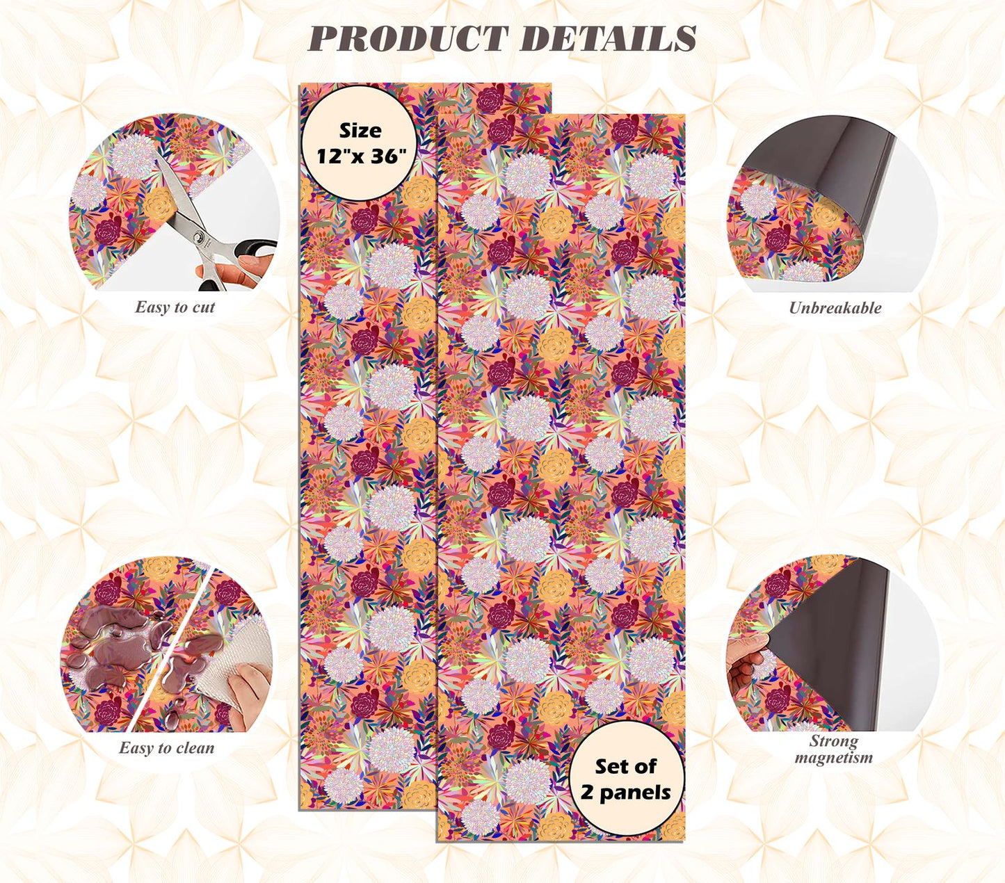 Magnetic Locker Wallpaper - Pack of 2 Rolls - (Flowers) (vg 027)