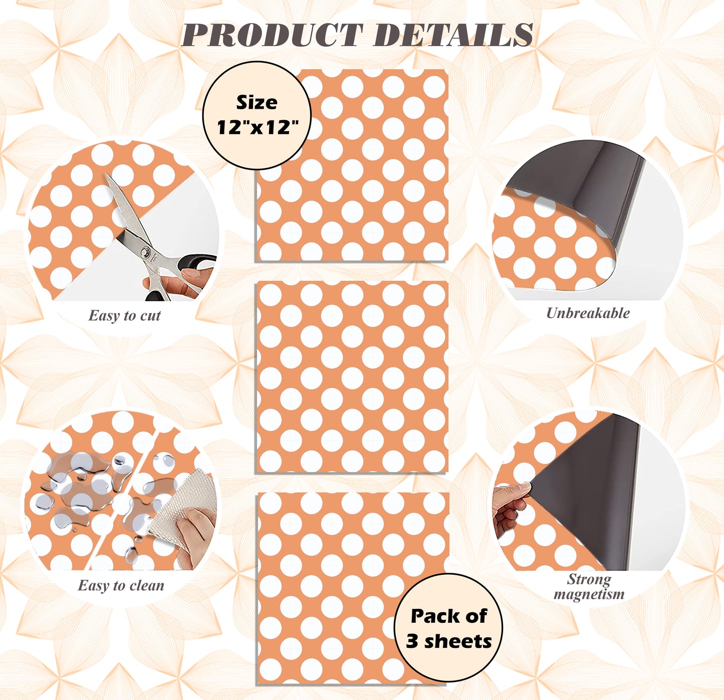 Deluxe School Locker Magnetic Wallpaper - Pack of 3 Sheets - Polka Dot (vg 005)