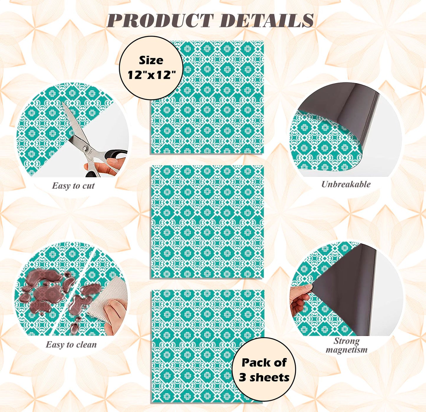 Deluxe School Locker Magnetic Wallpaper - Pack of 3 Sheets - Geometric (vg 009)