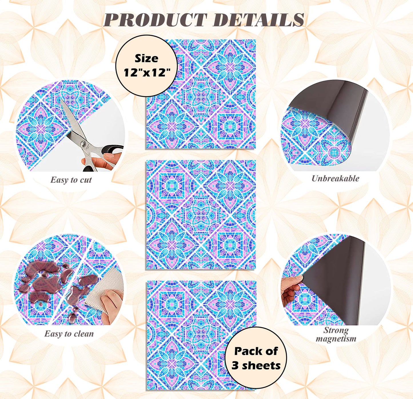 Deluxe School Locker Magnetic Wallpaper - Pack of 3 Sheets - Geometric (vg 021)