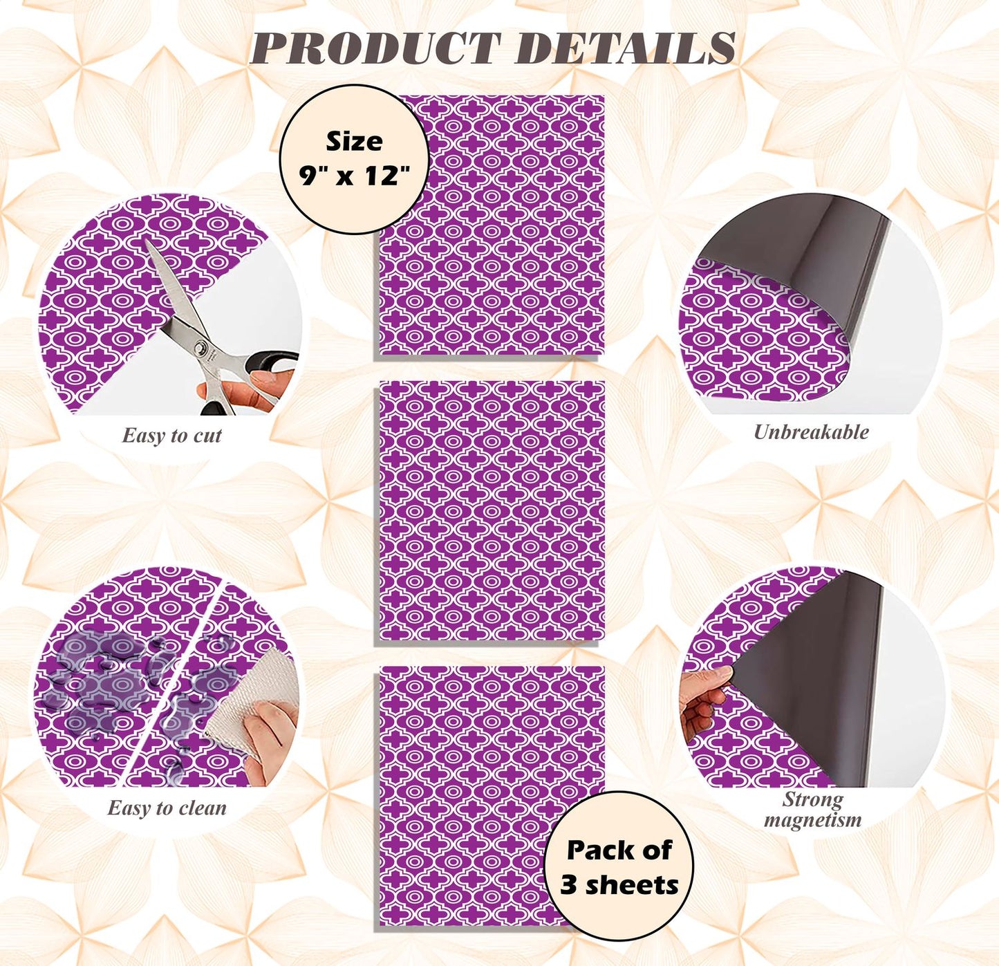 Magnetic Locker Wallpaper - Pack of 3 Sheets - (Geometric) (vg 014)