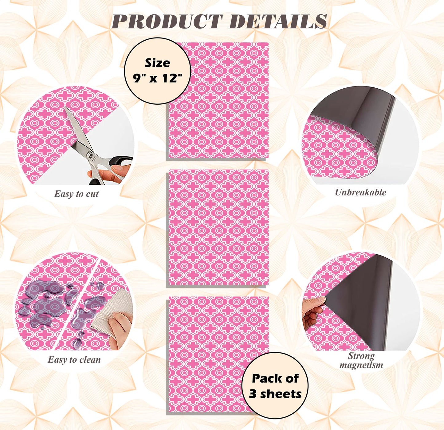 Magnetic Locker Wallpaper - Pack of 3 Sheets - (Geometric) (vg 013)