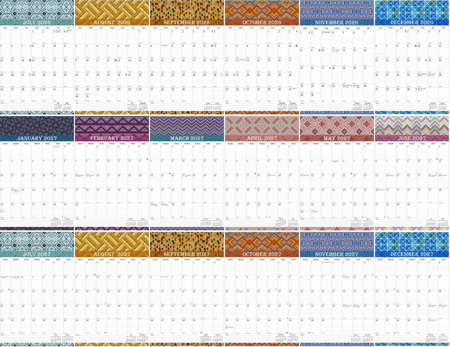 2026-2027 Wall Calendar Spiral-bound Twin-Wire Binding - 18 Months 8.5" x 11" 018