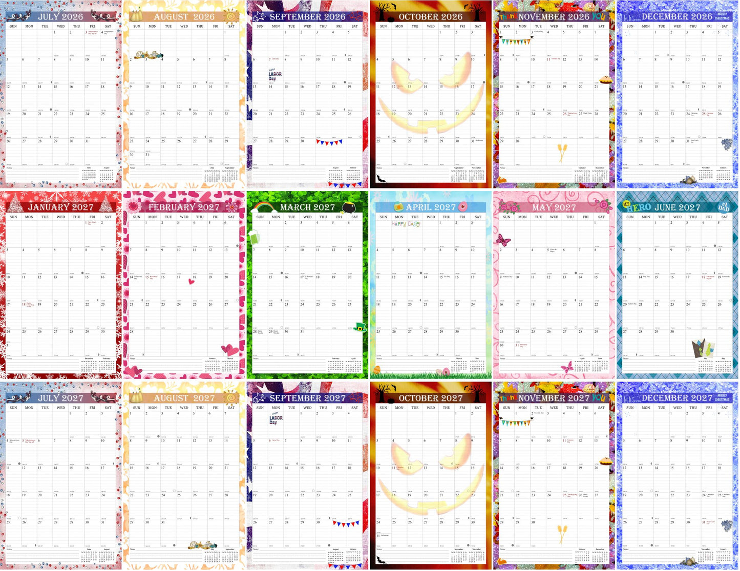 2026-2027 Wall Calendar Spiral-bound Twin-Wire Binding - 18 Months 8.5" x 11" 012