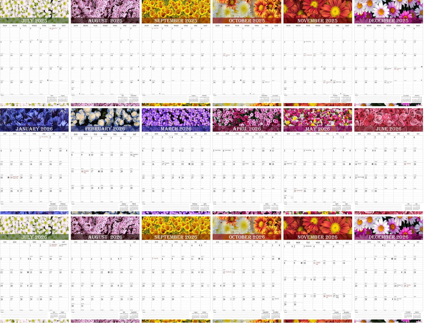 2025-2026 Wall Calendar Spiral-bound Twin-Wire Binding - 18 Months 8.5" x 11" 04