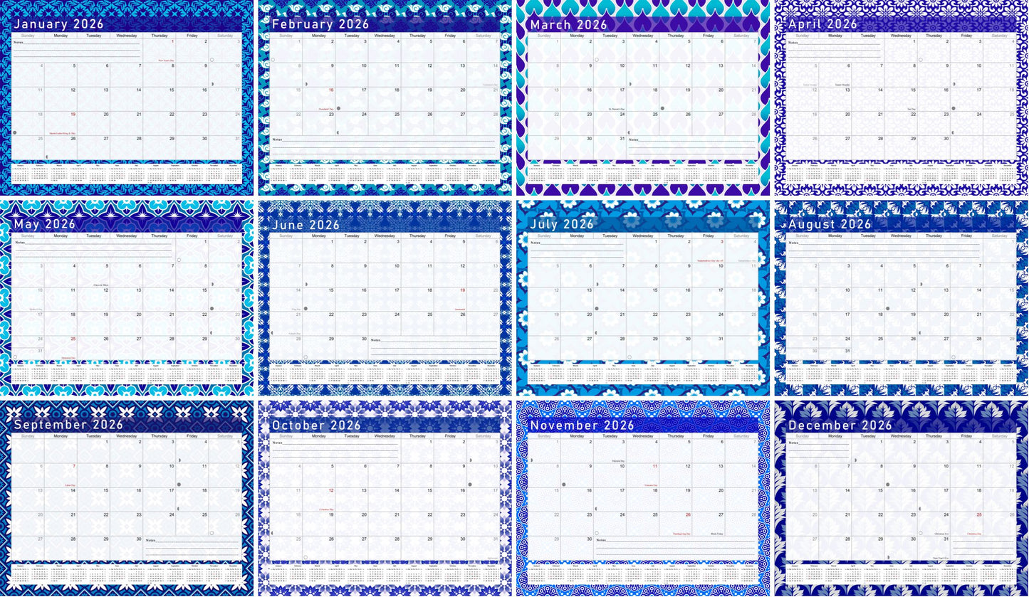 2025-2026 Monthly Spiral-Bound Wall / Desk Calendar - Desktop / Wall Blotter Calendar / Planner - (Edition #17)