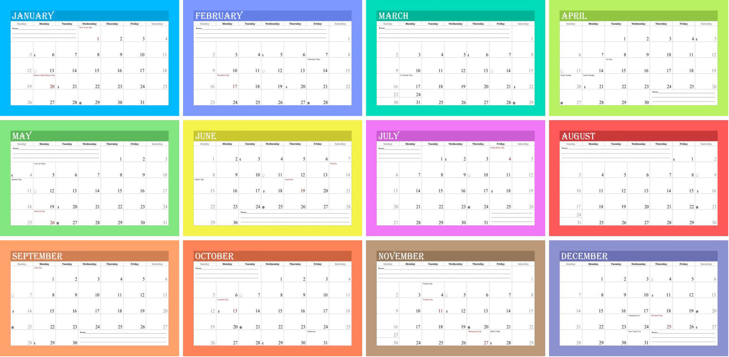 2026 Photo Frame Wall Spiral-bound Calendar (Add Your Own Photos) - 12 Months Desktop/Wall Calendar/Planner - (Edition #05)