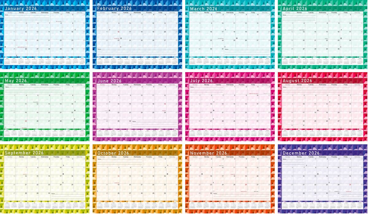 2026 Scrapbook Wall Calendar Spiral-bound (Add Your Own Photos) - 12 Months Desktop #03