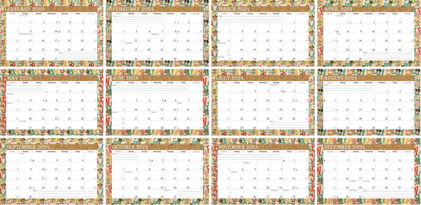 2024 Photo Frame Wall Spiral-bound Calendar (Add Your Own Photos) - 12 Months Desktop/Wall Calendar/Planner - (Edition #10)