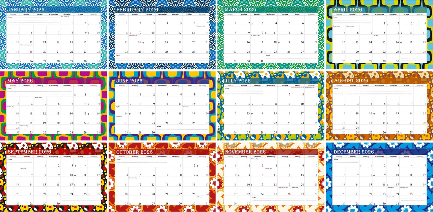 2026 Photo Frame Wall Spiral-bound Calendar (Add Your Own Photos) - 12 Months Desktop/Wall Calendar/Planner - (Edition #15)