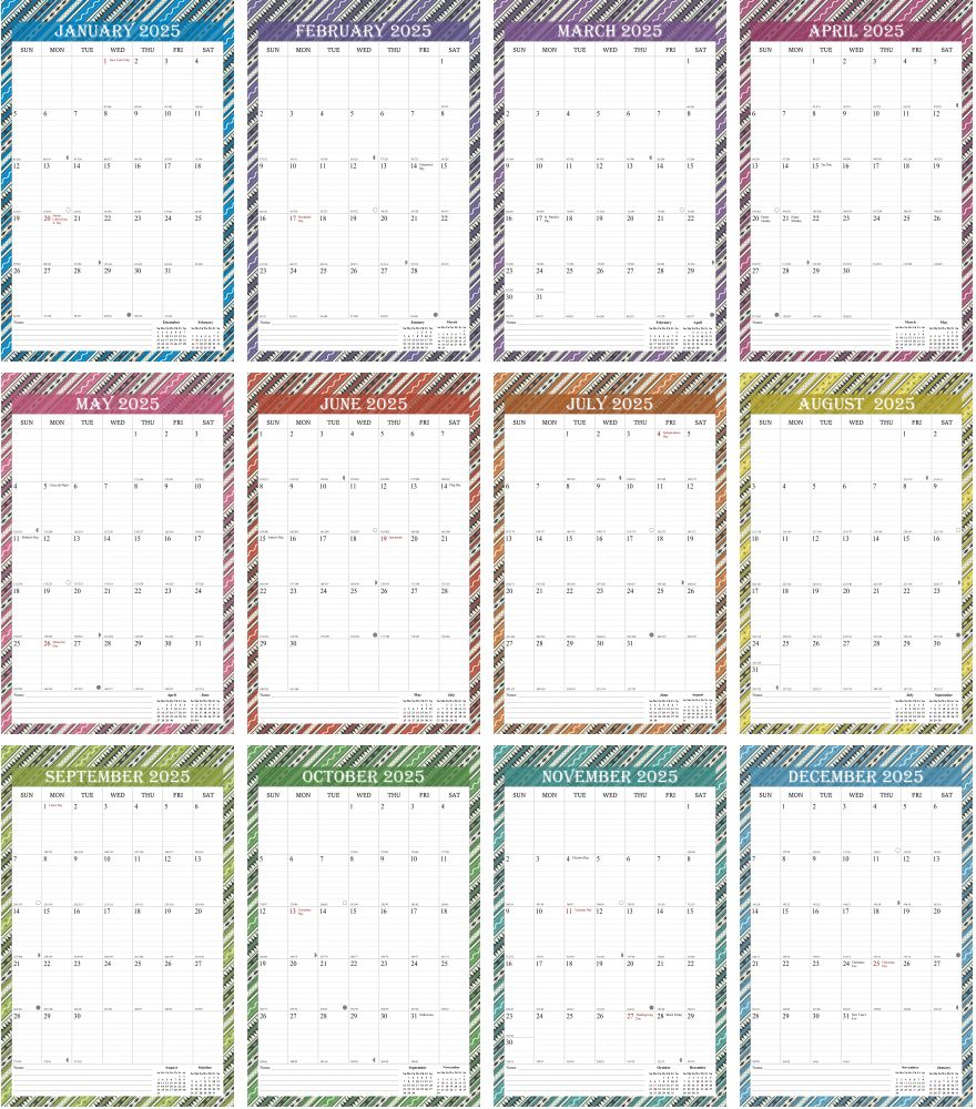 2025 Wall Calendar Spiral-Bound Twin-Wire Binding - 12 Months 11