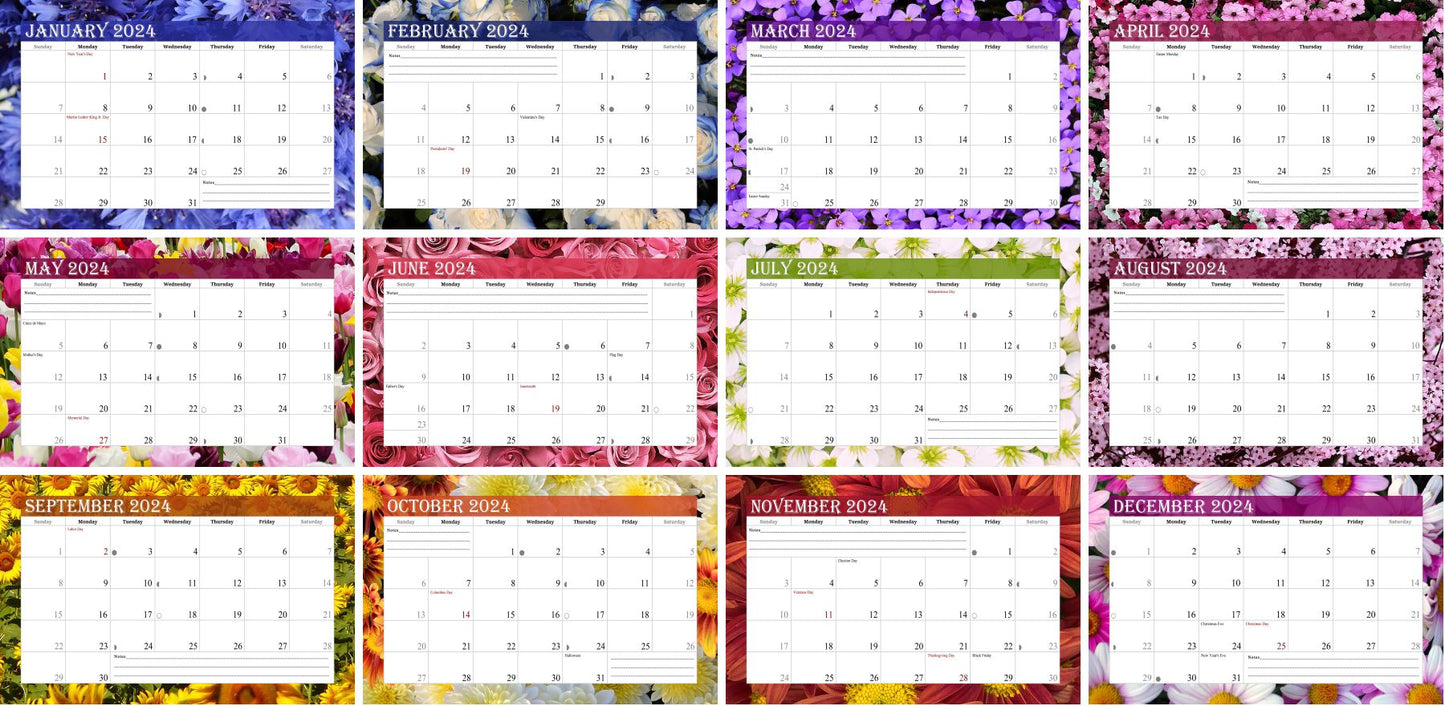 2024 Photo Frame Wall Spiral-bound Calendar (Add Your Own Photos) - 12 Months Desktop/Wall Calendar/Planner - (Edition #13)