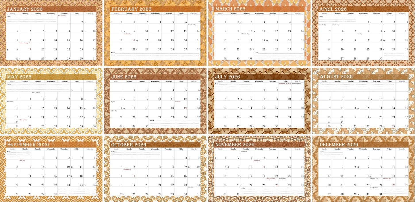 2026 Photo Frame Wall Spiral-bound Calendar (Add Your Own Photos) - 12 Months Desktop/Wall Calendar/Planner - (Edition #09)