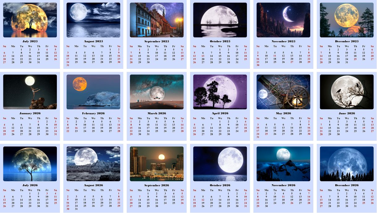 2025-2026 CD-Style Desk Calendar 18 Months Calendar (Lunar)