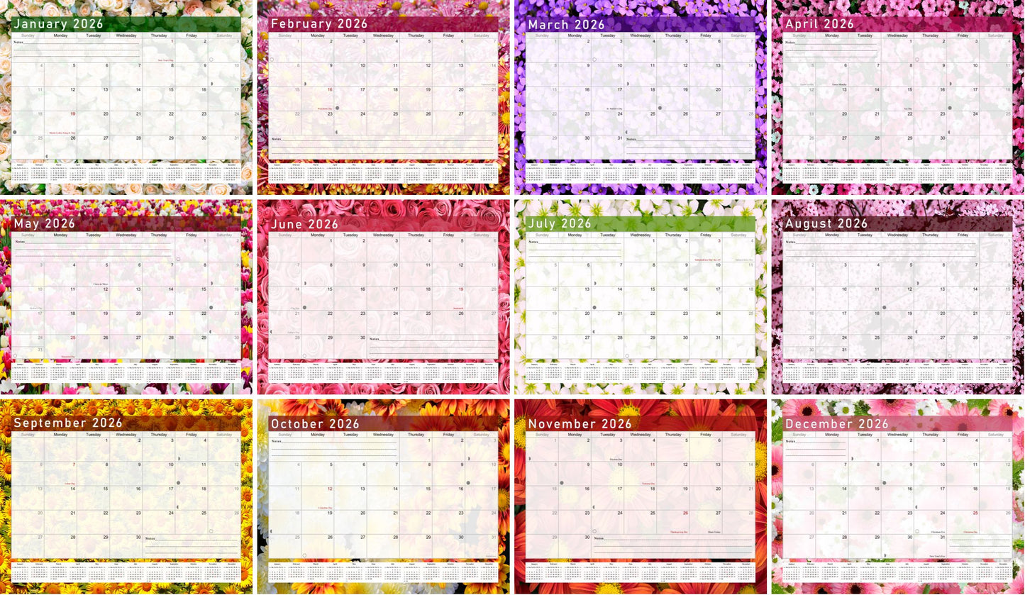 2025-2026 Monthly Spiral-Bound Wall / Desk Calendar - Desktop / Wall Blotter Calendar / Planner - (Edition #23)