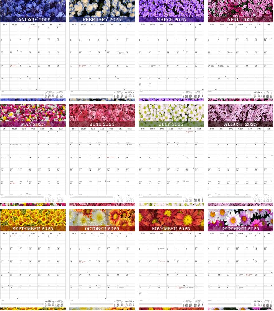 2025 Wall Calendar Spiral-Bound Twin-Wire Binding - 12 Months 04