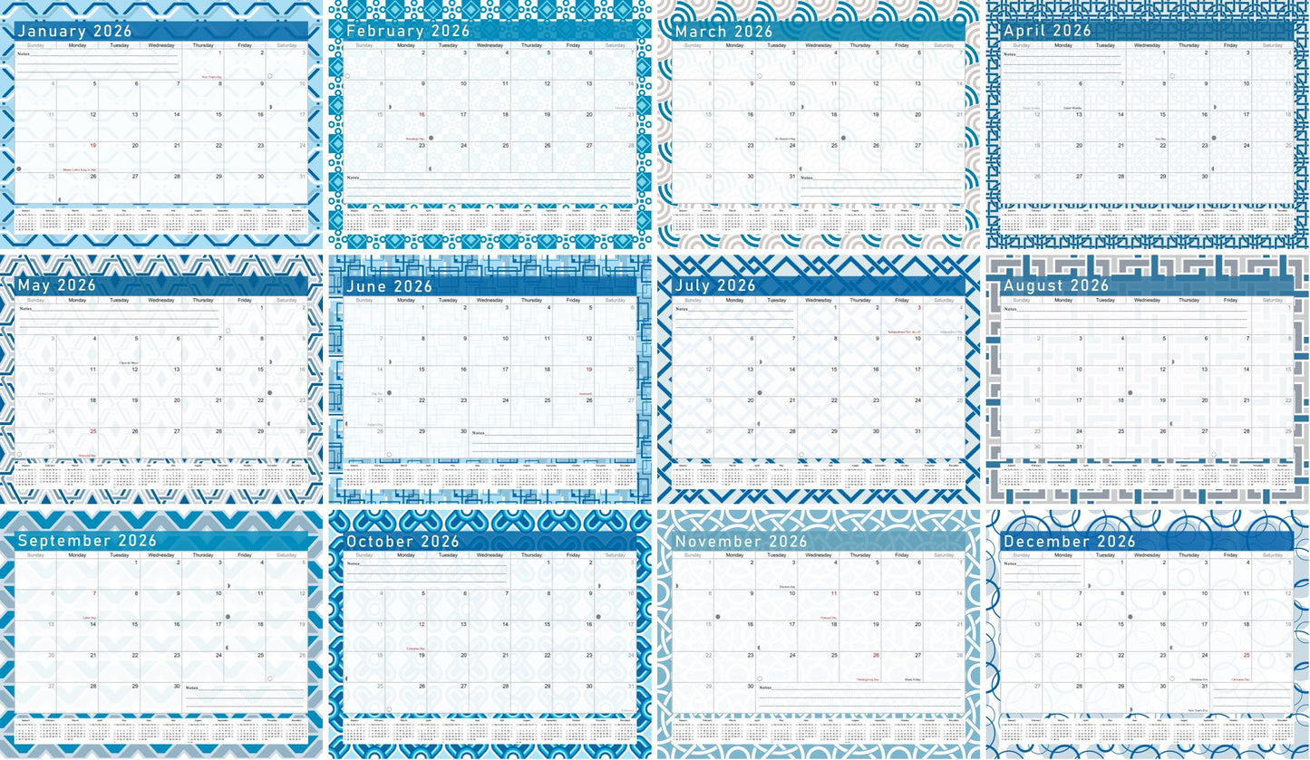 2025-2026 Monthly Spiral-Bound Wall / Desk Calendar - Desktop / Wall Blotter Calendar / Planner - (Edition #04)