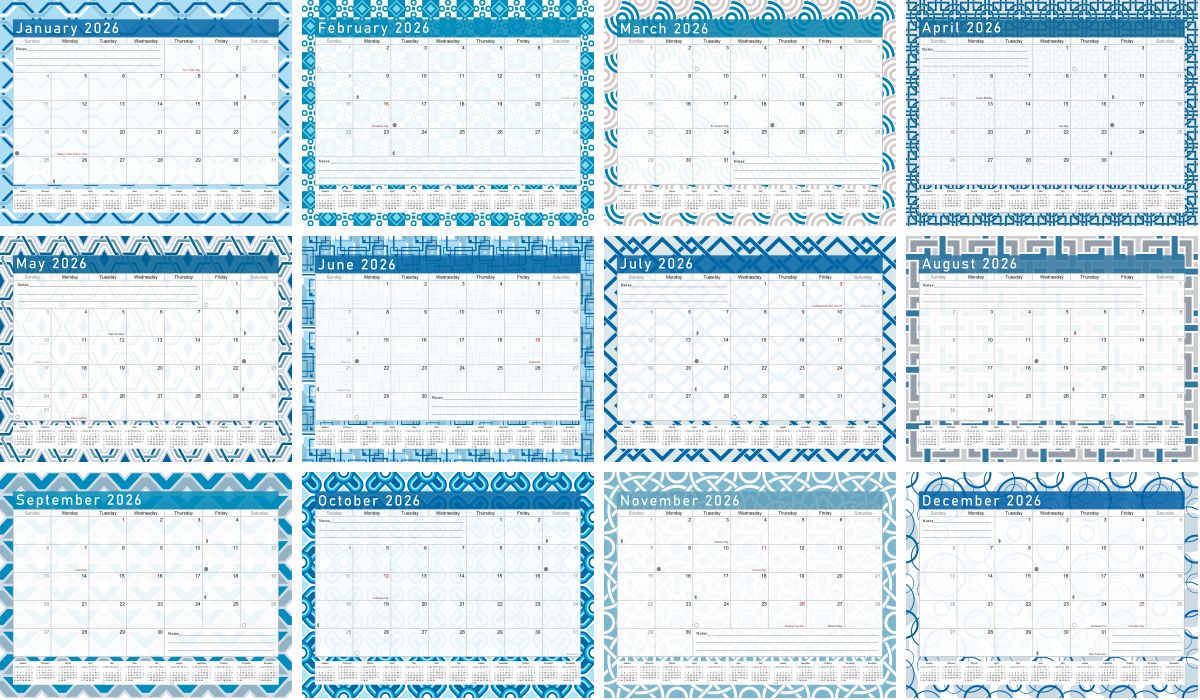 2026 Scrapbook Wall Calendar Spiral-bound (Add Your Own Photos) - 12 Months Desktop #04