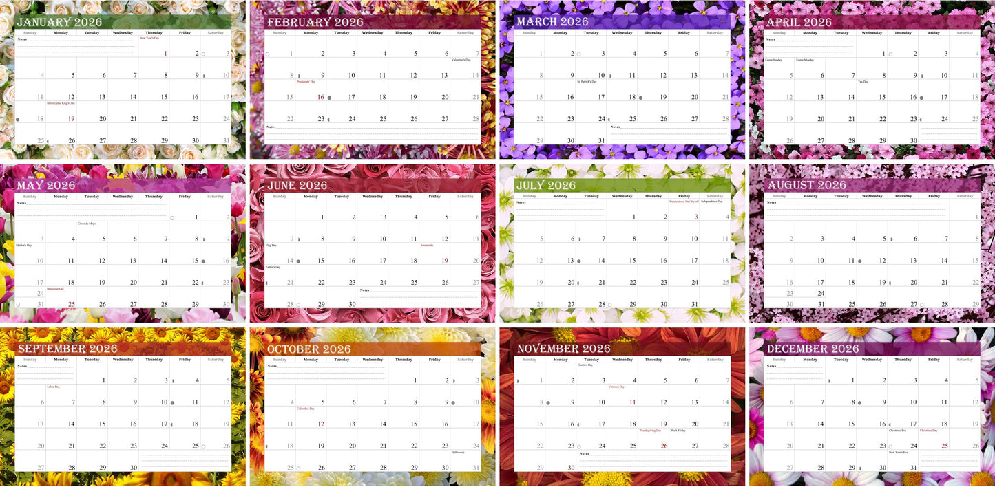2026 Photo Frame Wall Spiral-bound Calendar (Add Your Own Photos) - 12 Months Desktop/Wall Calendar/Planner - (Edition #13)