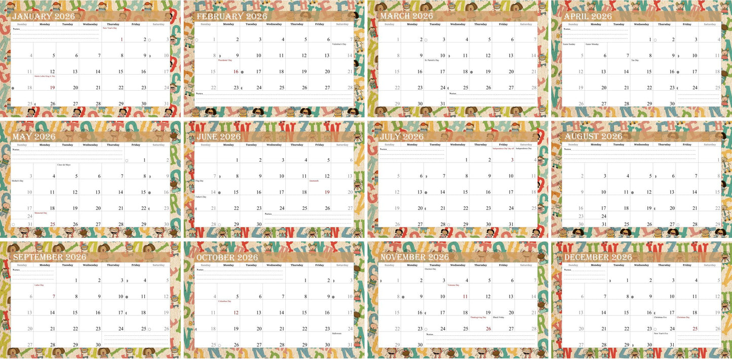 2026 Photo Frame Wall Spiral-bound Calendar (Add Your Own Photos) - 12 Months Desktop/Wall Calendar/Planner - (Edition #10)