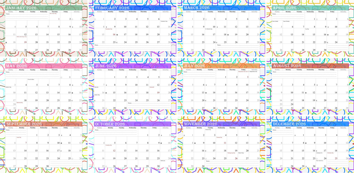 2026 Photo Frame Wall Spiral-bound Calendar (Add Your Own Photos) - 12 Months Desktop/Wall Calendar/Planner - (Edition #11)