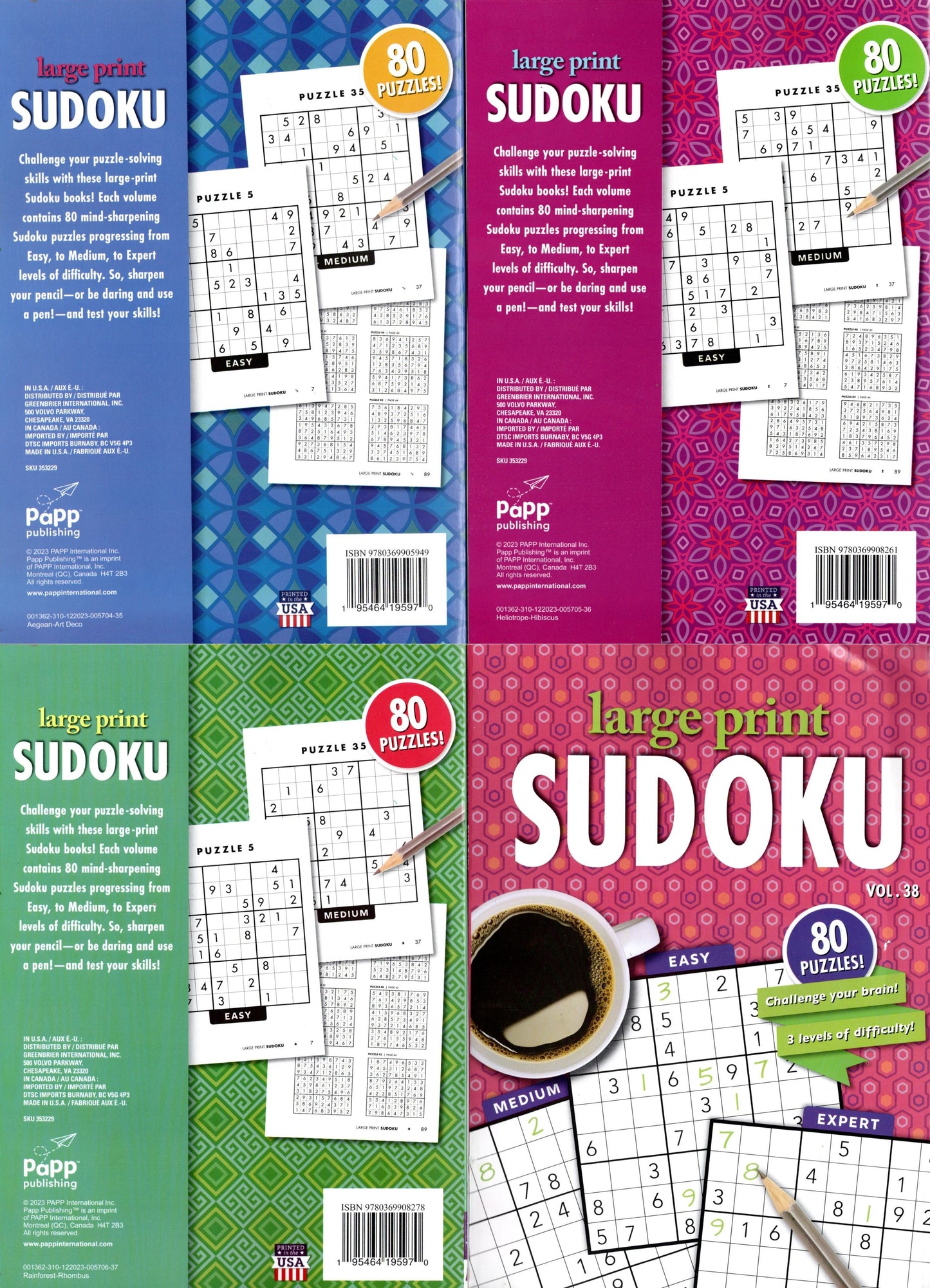 Large Print Sudoku Puzzle - All New Puzzles - Vol.35 - 38
