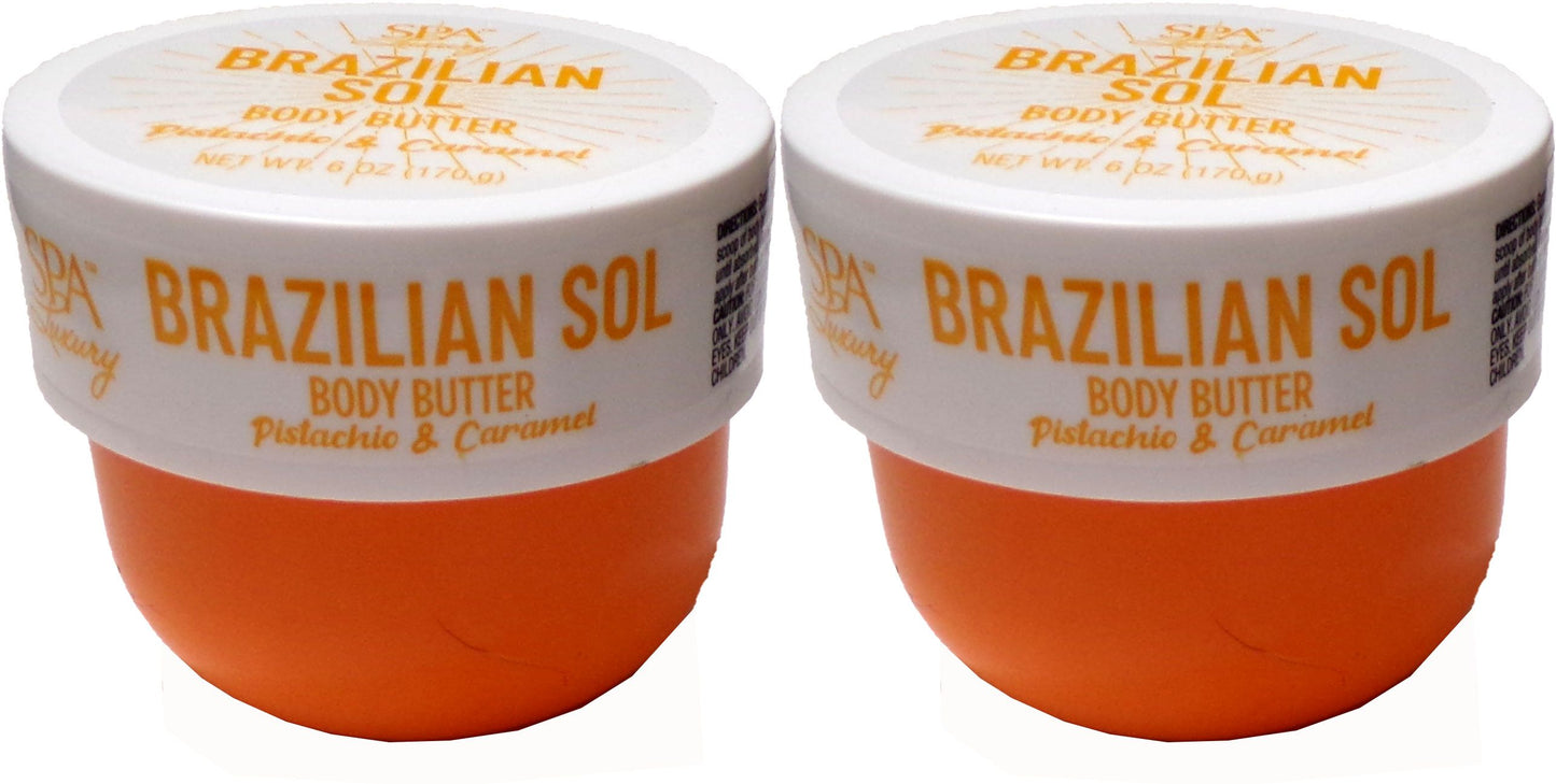 Spa Luxury Brazilian Sol Body Butter Pistachio & Caramel 6 oz (Set of 2)