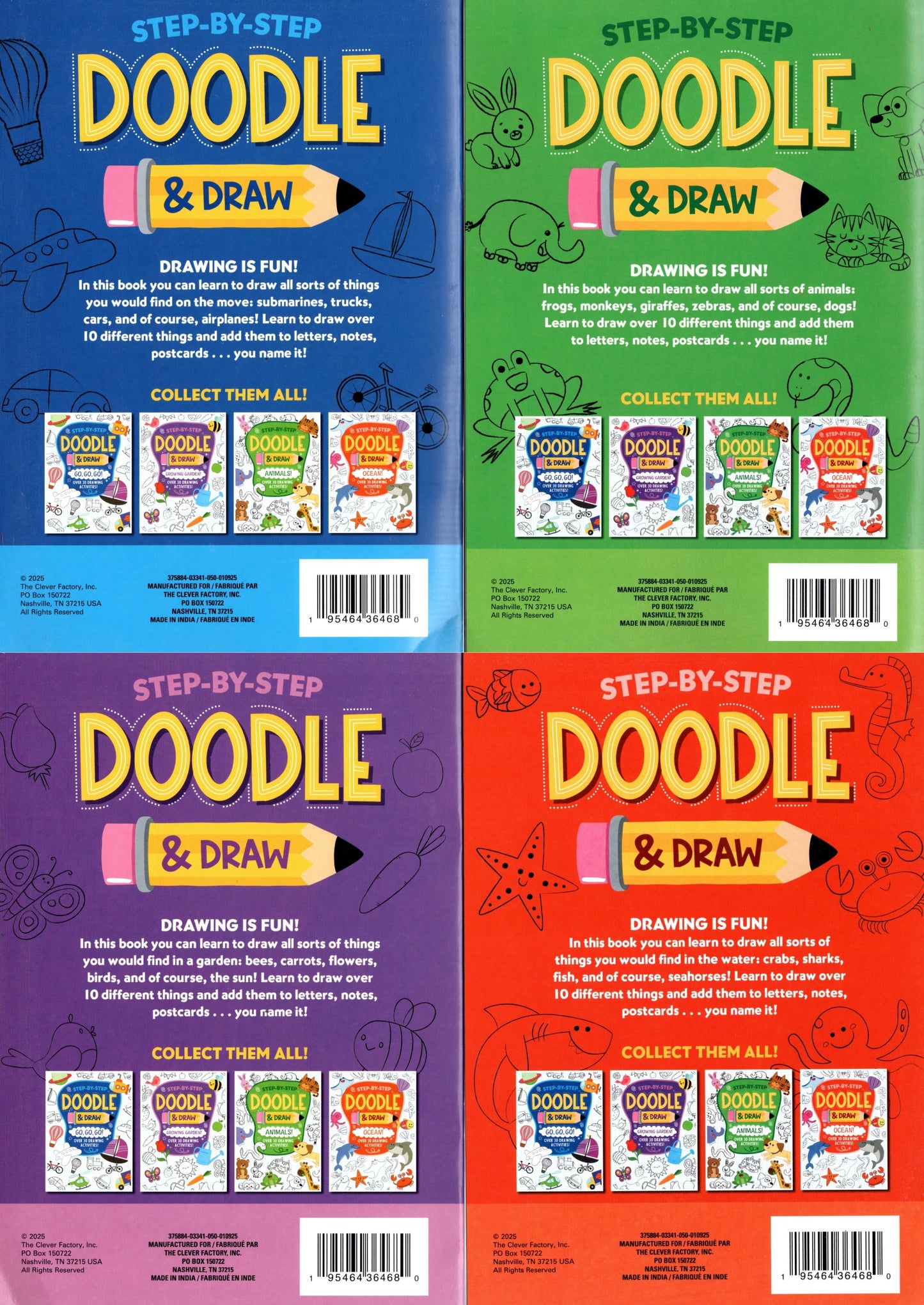 Step-by-Step Doodle & Drawing - Go, Go, Go: Animals: Growing Garden: Ocean Book