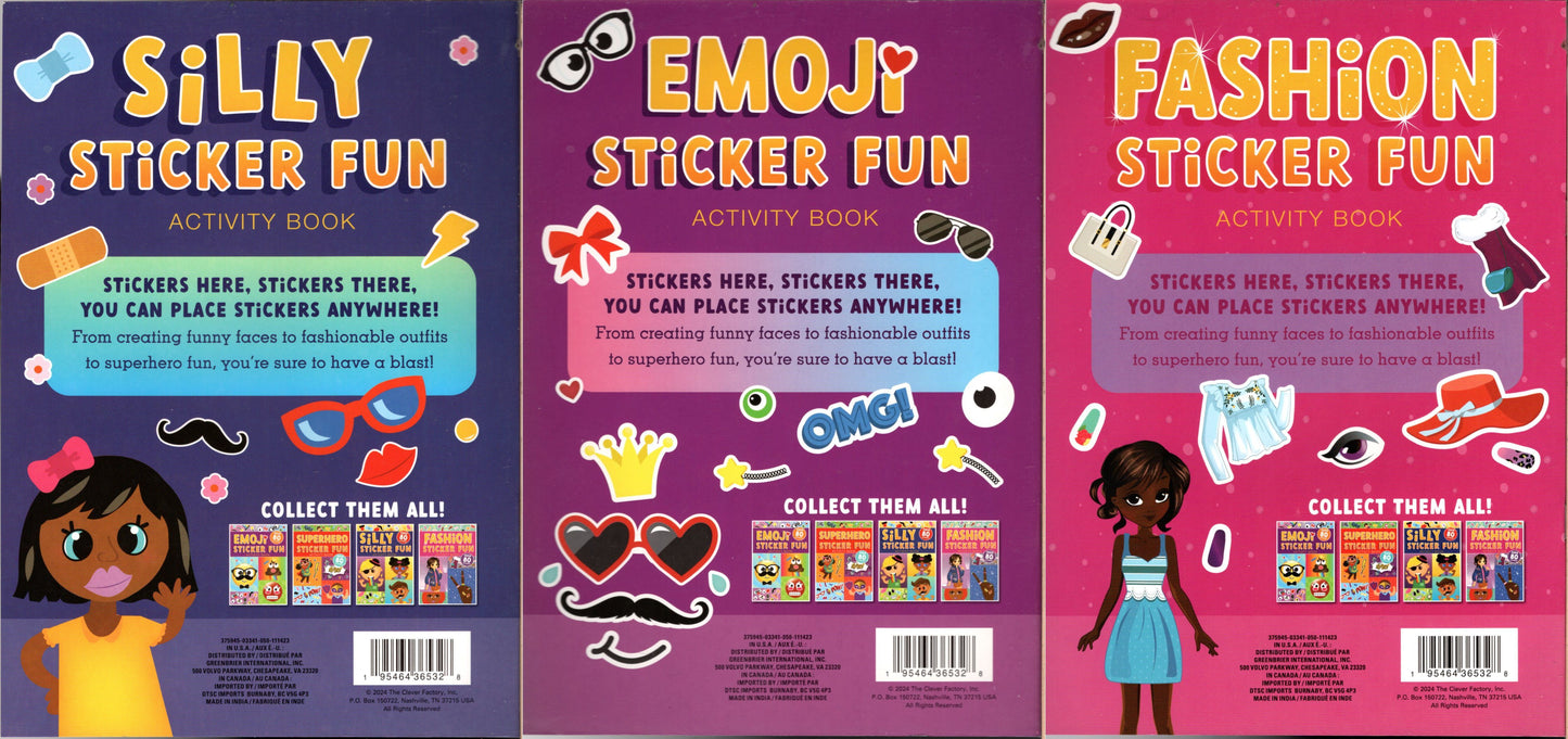 Silly & Fashion and ??? Sticker Fun - Sticker Included - Activity Book Set of 3
