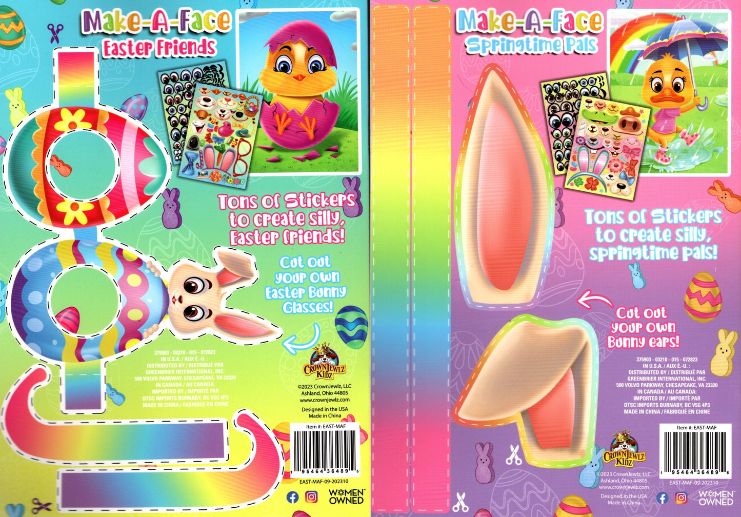 Make-A-Face - Easter Friends & Springtime Pals - Stickers Includes - Sticker Activity Book Set