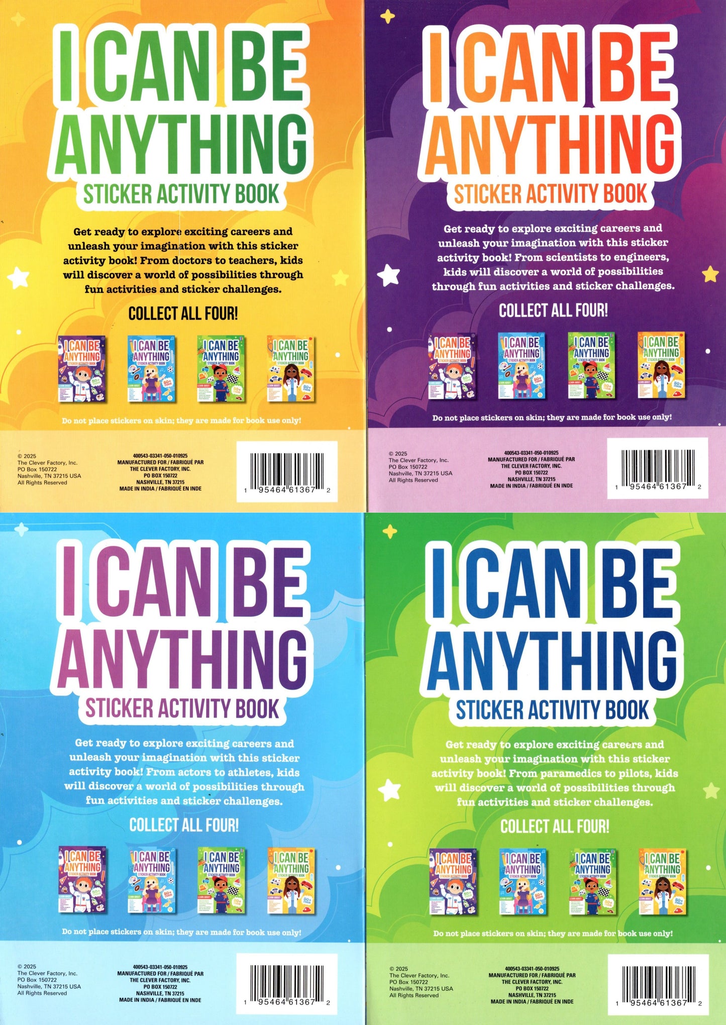 Educational Learning Sticker Activity Books - I Can Be Anything (Set of 4 Books)