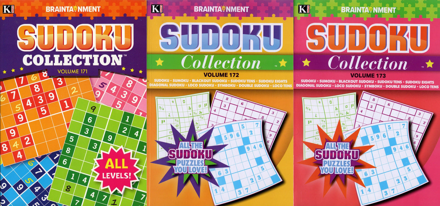 Large Print Sudoku Collection Puzzle - All New Puzzles - Vol.171,172,173
