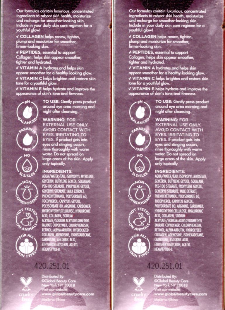 Global Beauty Care Lift & Firm Eye Cream With Collagen & Peptides 0.5 Oz