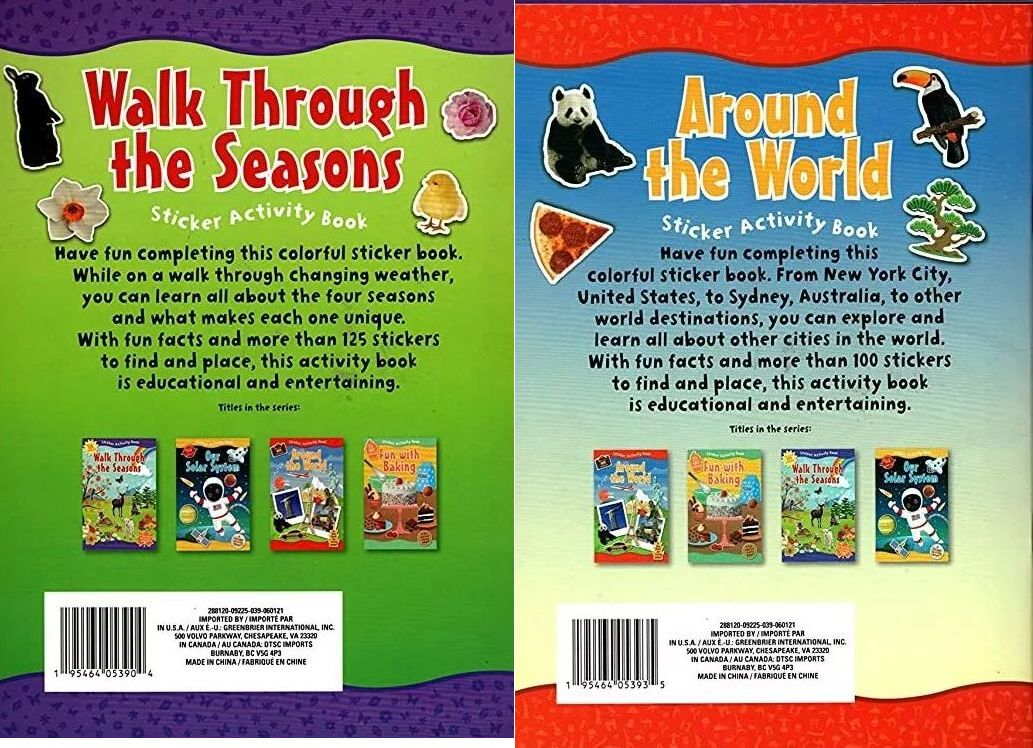 Sticker Activity Book - Walk Through the Seasons & Around The World Set