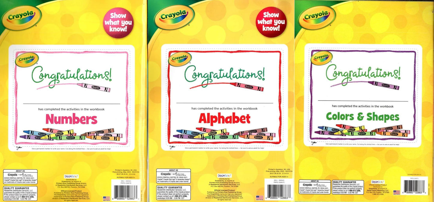 PRE-K & Kindergarten - Includes Number & Alphabet and Color & Shapes More! Workbooks