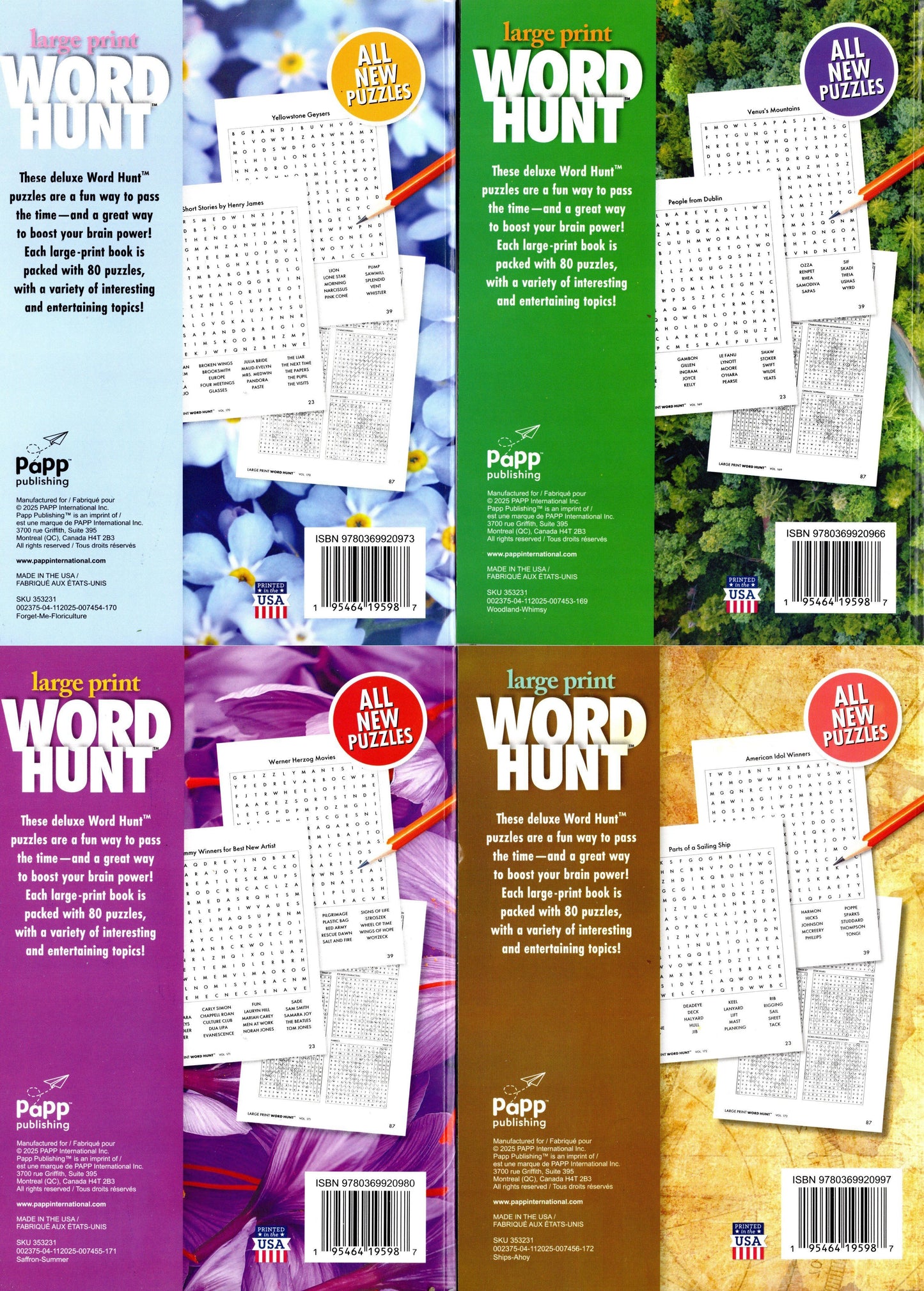 Large Print Word Hunt - All New Puzzles - (Pocket Size) - Vol.169.170.171,172