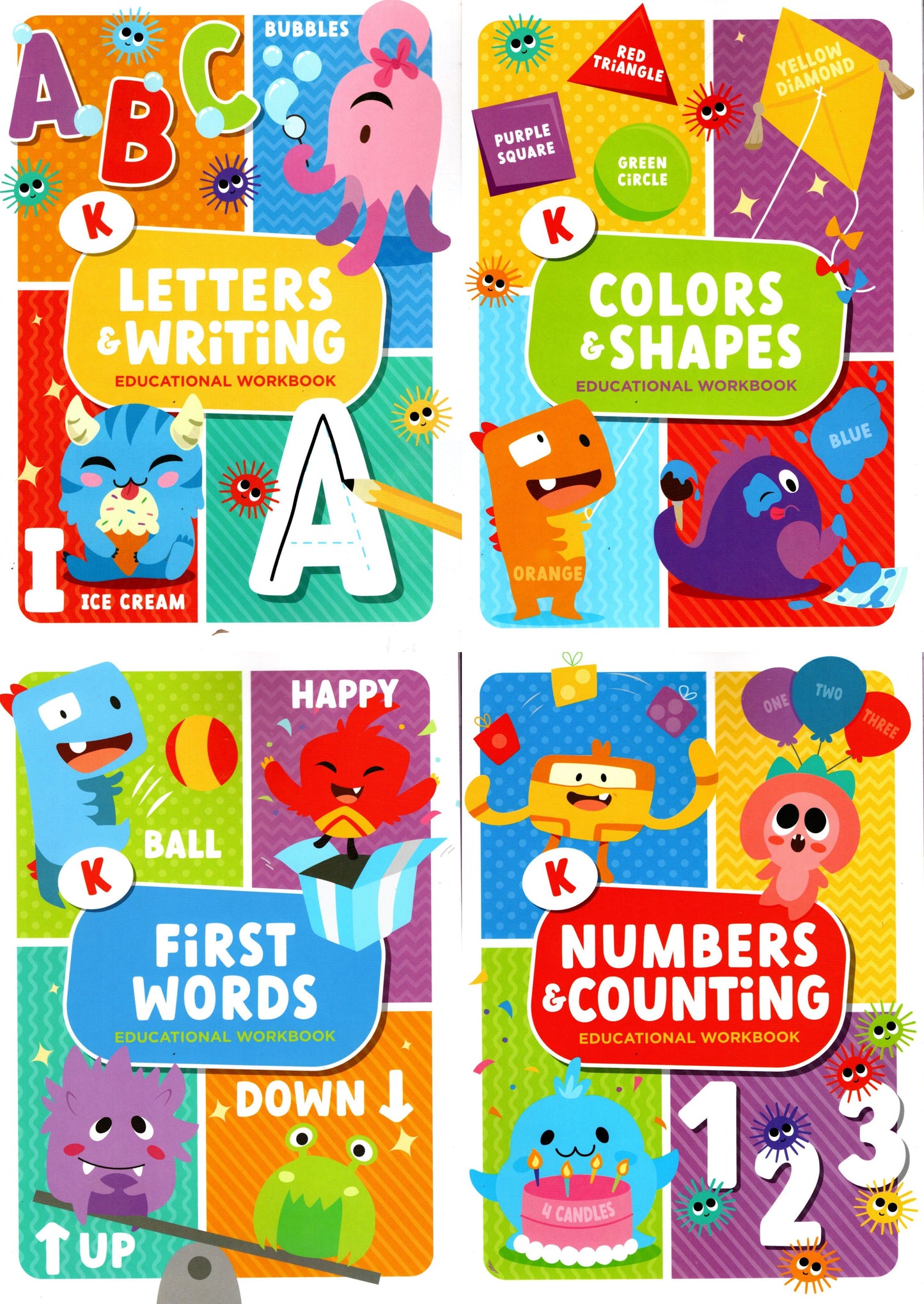Kindergarten Educational Workbooks - Set of 4 Books - v13